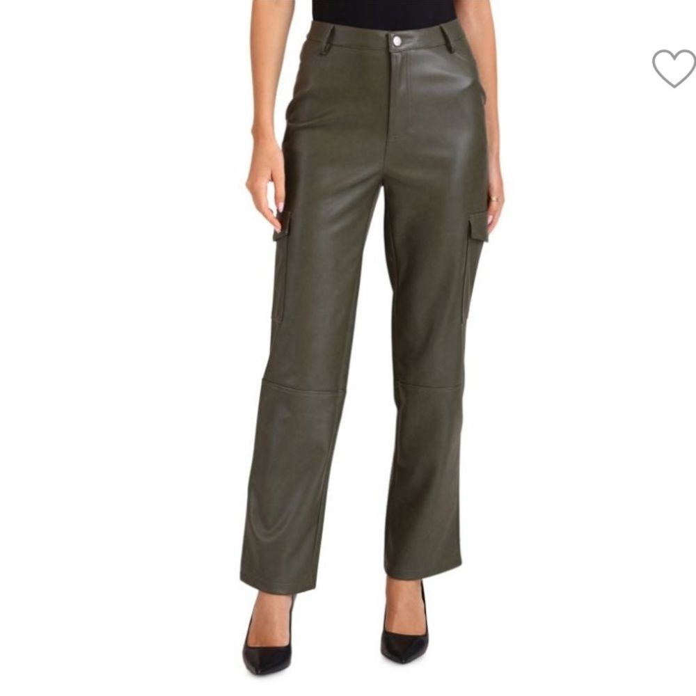 Bagatelle Faux Leather Cargo Pants Olive Vegan Leather Size S